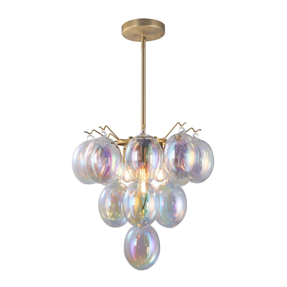 Globo Collection 5-Light Chandelier Iridescent and Brass