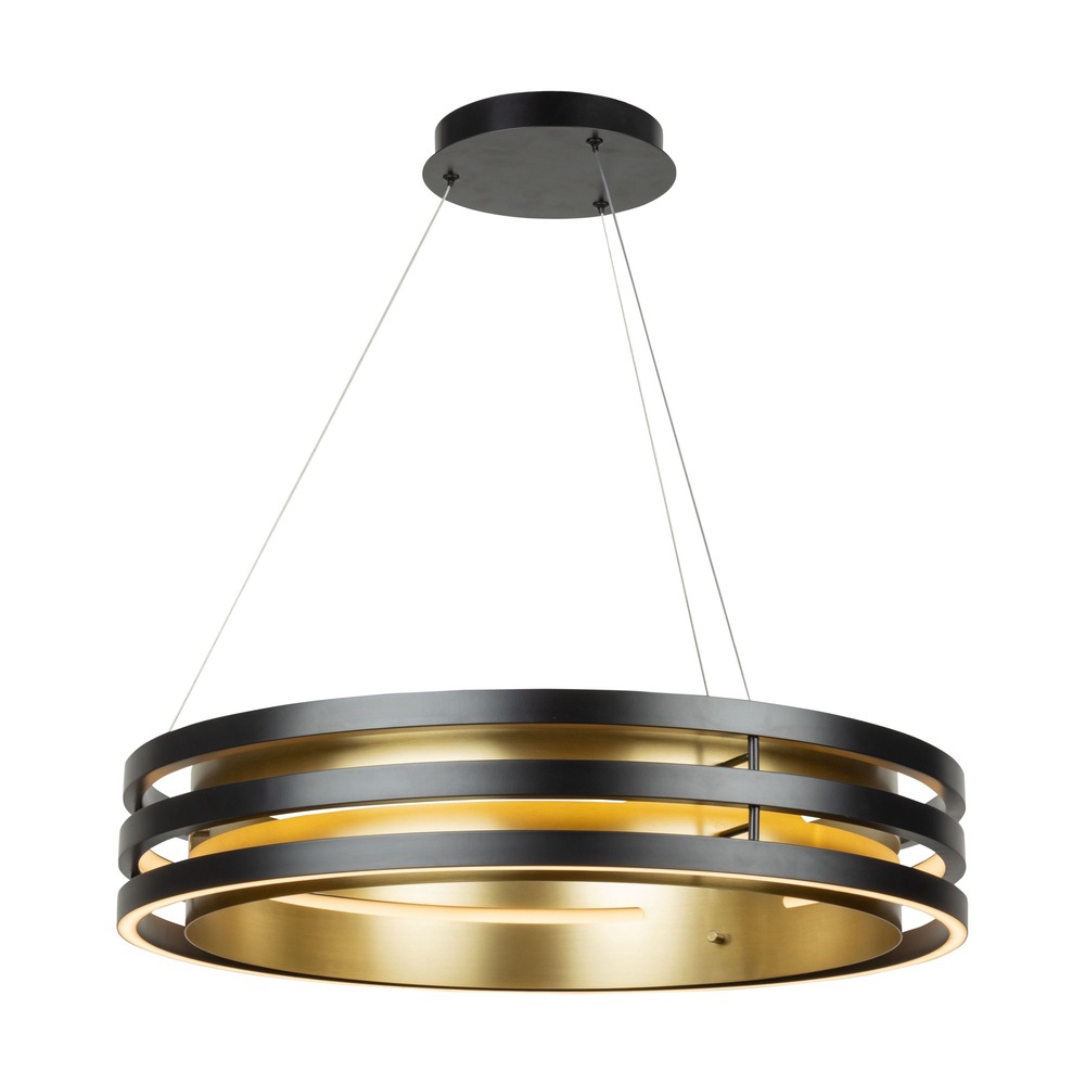 Toledo Collection 1-Light 25.5&#34; Chandelier Black and Brushed Brass