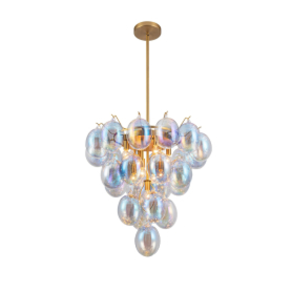 Globo Collection 9-Light Chandelier Iridescent and Brass