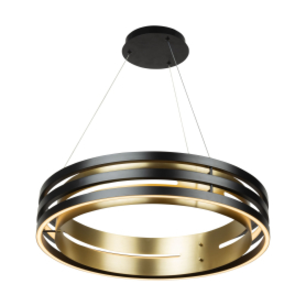 Toledo Collection 1-Light 44.5&#34; Chandelier Black and Brushed Brass