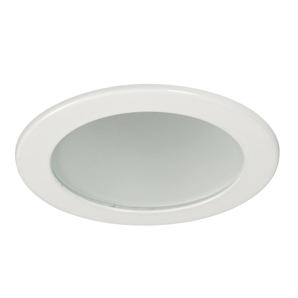 4&#34; Line Voltage Shower Trim - White w/ Frosted Glass