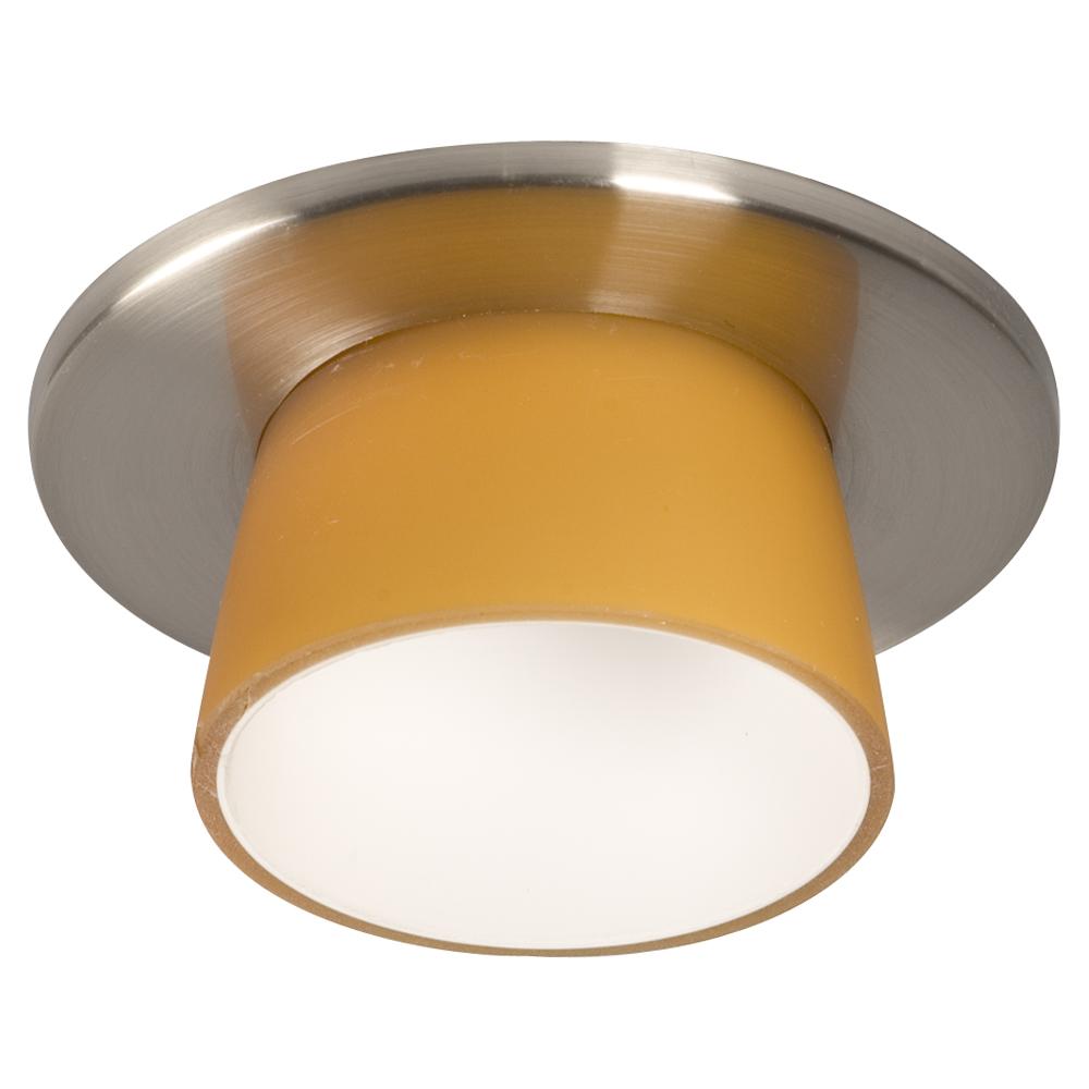 3&#34; Low / Line Voltage Decorative Trim - Brushed Nickel / Amber Frosted Glass