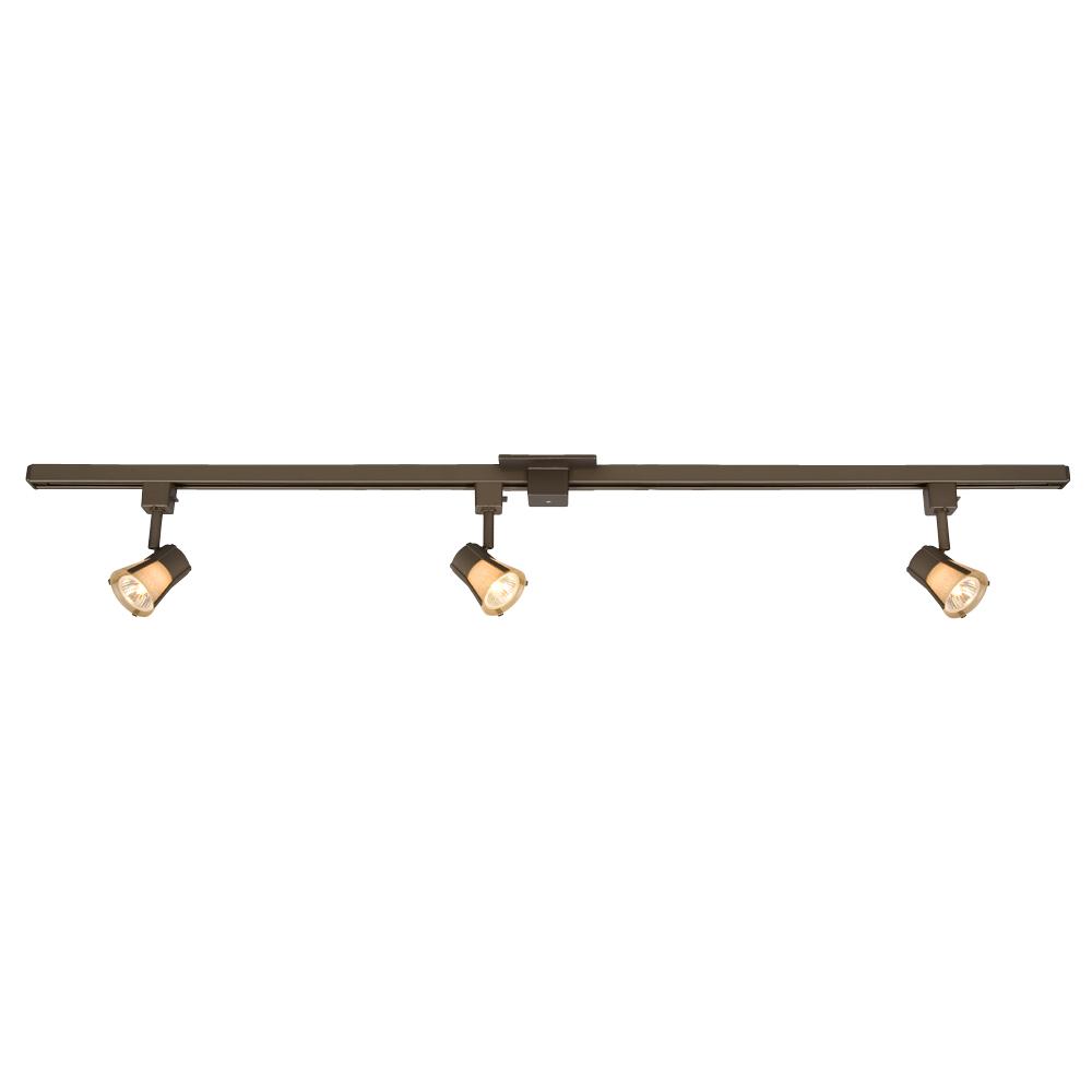 4&#39; Three Light Halogen Track Kit - Bronze w/ Tea Stain Glass