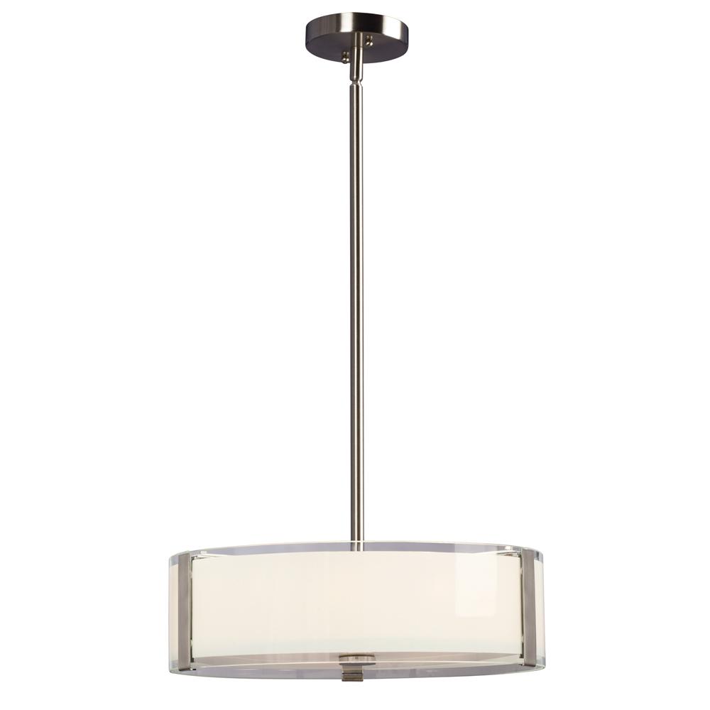 4-Light Pendant - Brushed Nickel with White Opal/Clear Glass (incl. 6&#34;, 12&#34; & 18&#34; Extens