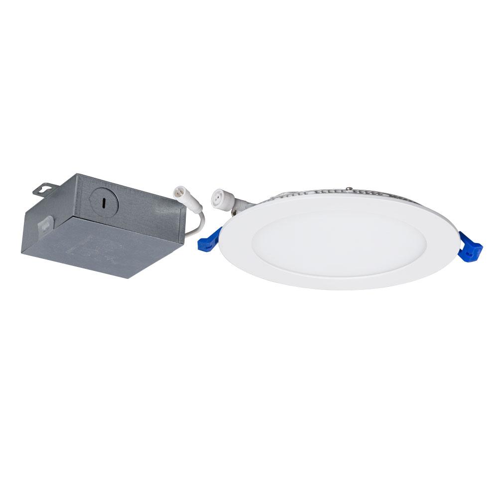 Dimmable 120V 6&#34; LED IC Rated Slim Round Panel Light - in White Finish, 3000K, FT6 Wires