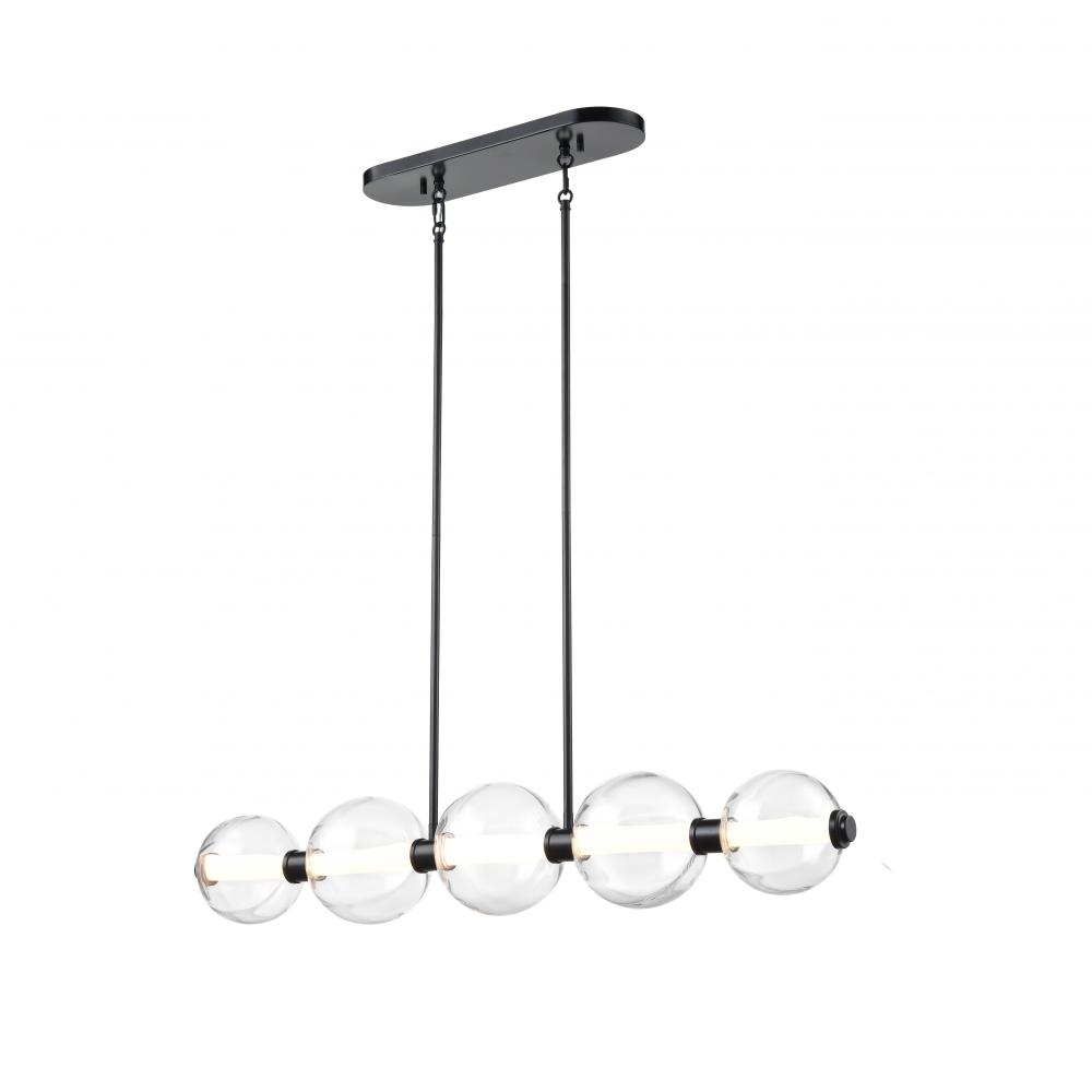 Glimmer 38&#34; Linear, Black w/pumpkin glass