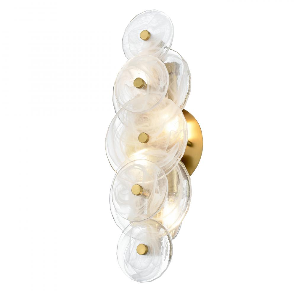Carousel 18&#34; Sconce, Brass w/MS Glass