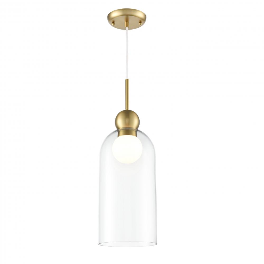 Hariette 17&#34; Clear Pendant, Brass