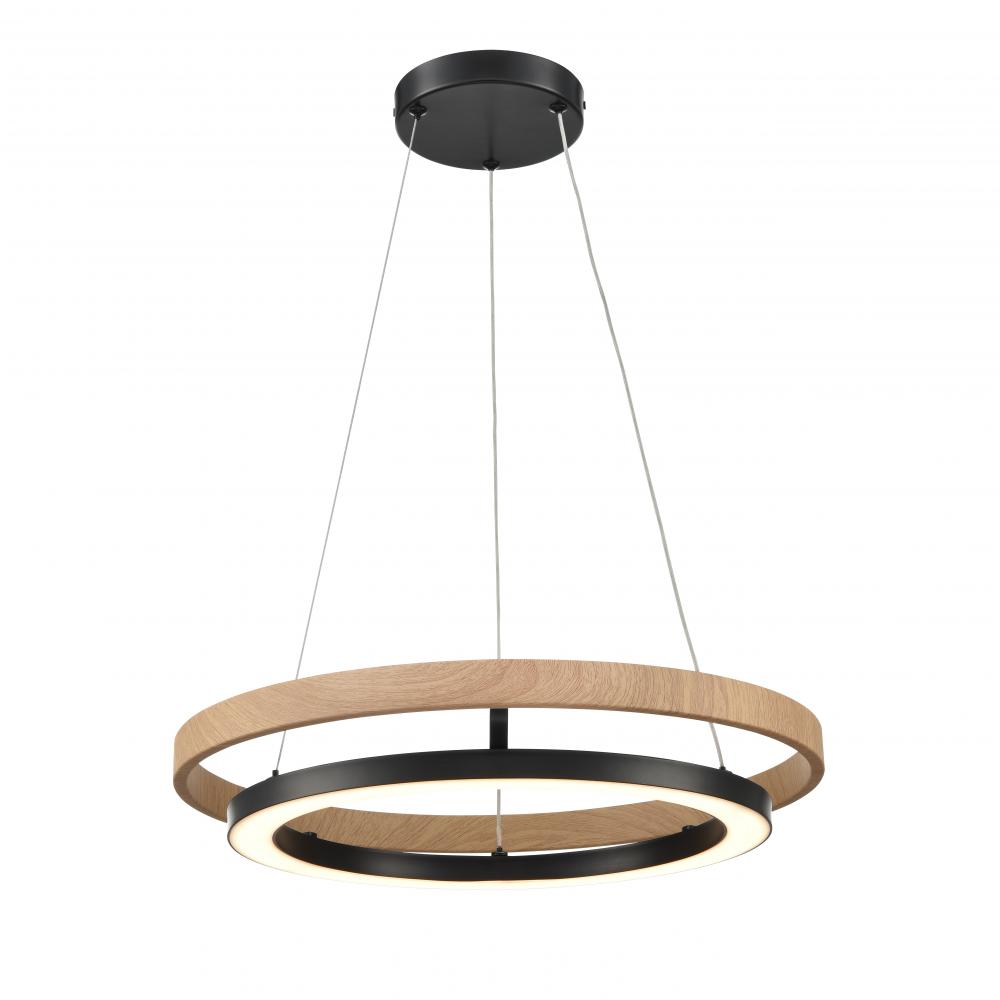 CYBELE 18&#34; LED CHAND. BLACK W/NAT.WOOD
