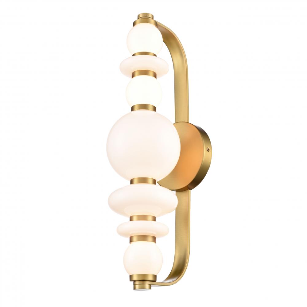 Corsair 18&#34; Sconce, Brass w/True Opal Glass