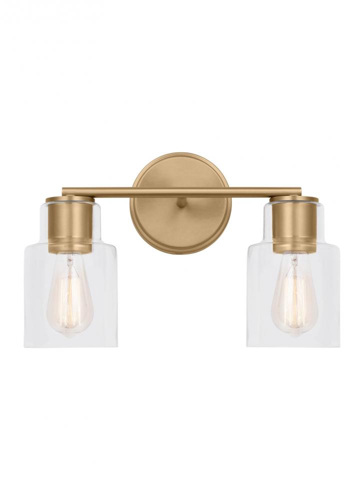 Sayward Transitional 2-Light Bath Vanity Wall Sconce in Satin Brass Gold Finish