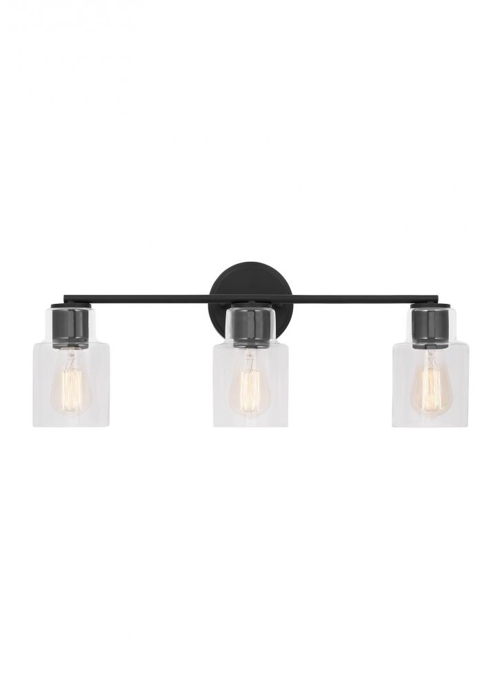 Sayward Transitional 3-Light Bath Vanity Wall Sconce in Midnight Black Finish