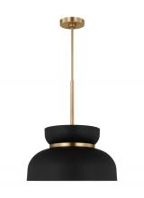 Visual Comfort & Co. Studio Collection DJP1111SBMBK - Pemberton Modern 1-Light Medium Single Pendant Ceiling Light in Midnight Black Finish