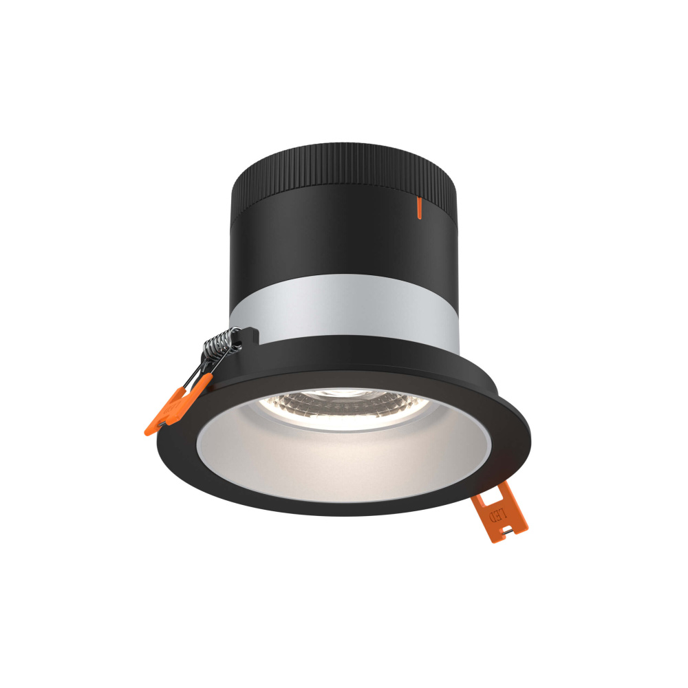 4in Modular Downlight, 5CCT, 35 degree Beam Angle, Regressed, Alzak, Black Trim