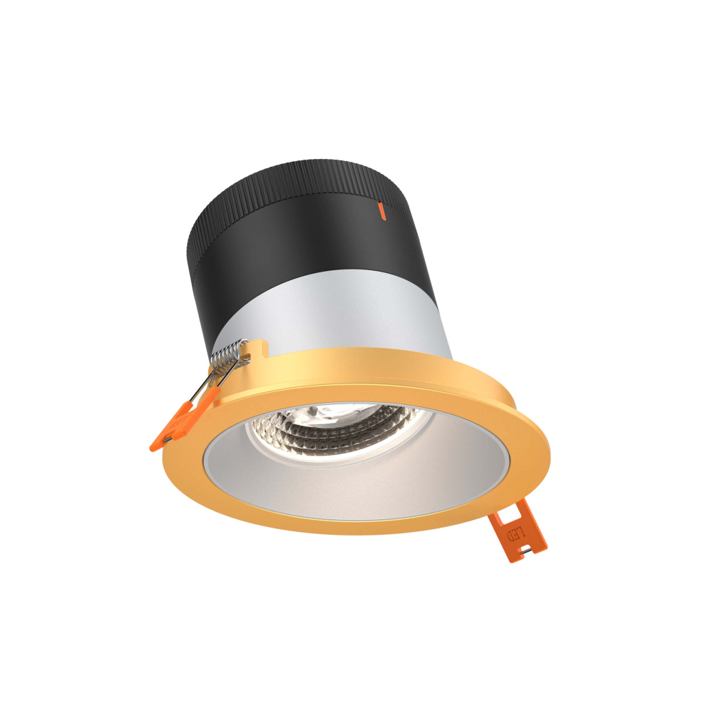 4in Modular Downlight, 5CCT, 35 degree Beam Angle, Slope Ceiling, Alzak, Gold Trim