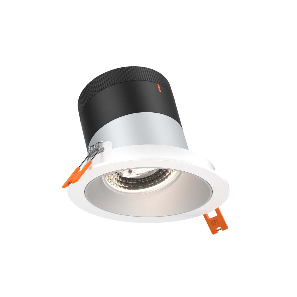 4in Modular Downlight, 5CCT, 35 degree Beam Angle, Slope Ceiling, Alzak, White Trim