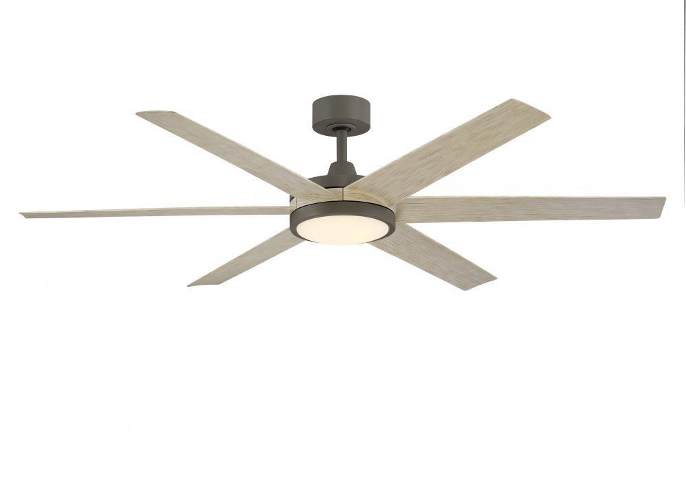 Brawn 64 inch Indoor/Outdoor Ceiling Fan with Matte White Blades and LED CCT Select Light Kit