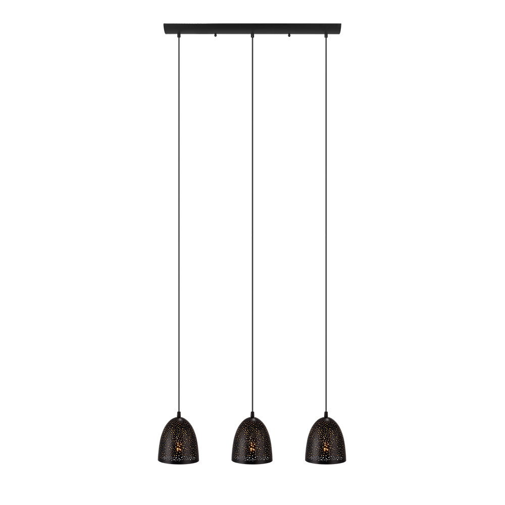 3 LT Linear Pendant w/ Matte Black Finish & Matte Black & Gold Metal Shades