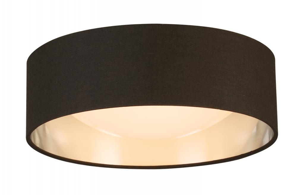 Integrated LED 12&#34; Ceiling Light w/ Black & Brushed Nickel Fabric Shade w/ White Acrylic Diffuse