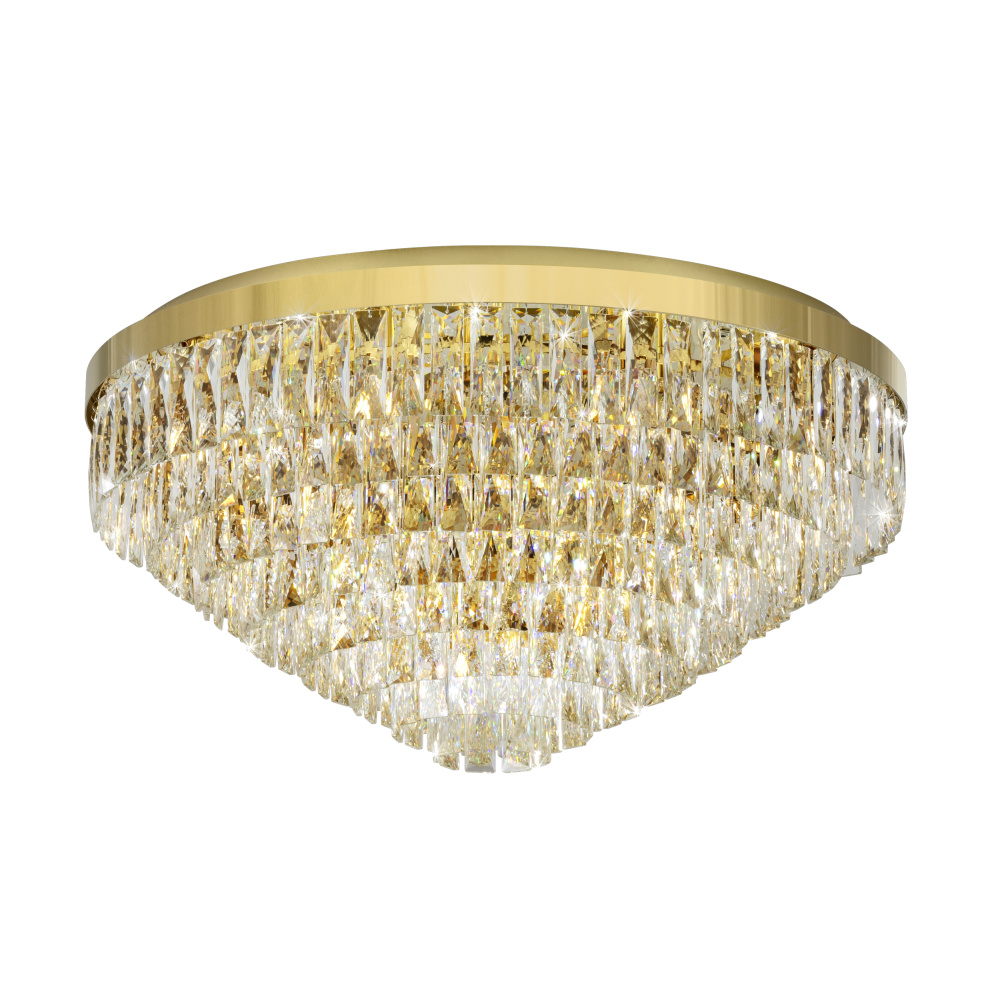 16 LT Ceiling Light w/ Gold Finish & Clear Glass Crystal Elements