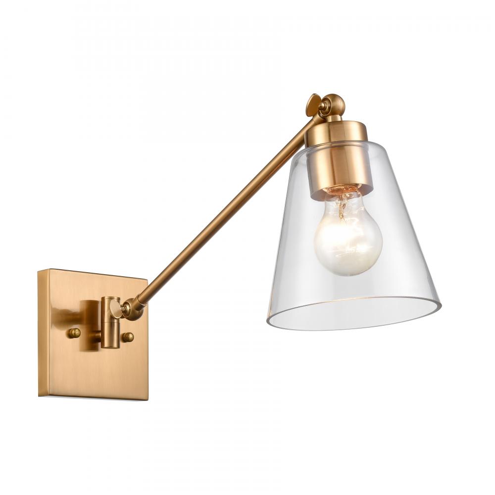 East Point 14.5&#39;&#39; High 1-Light Swingarm Sconce - Satin Brass