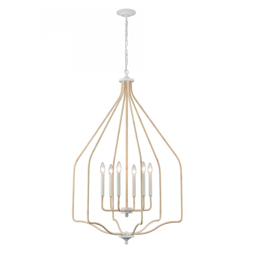 Breezeway 28&#39;&#39; Wide 6-Light Pendant - White Coral