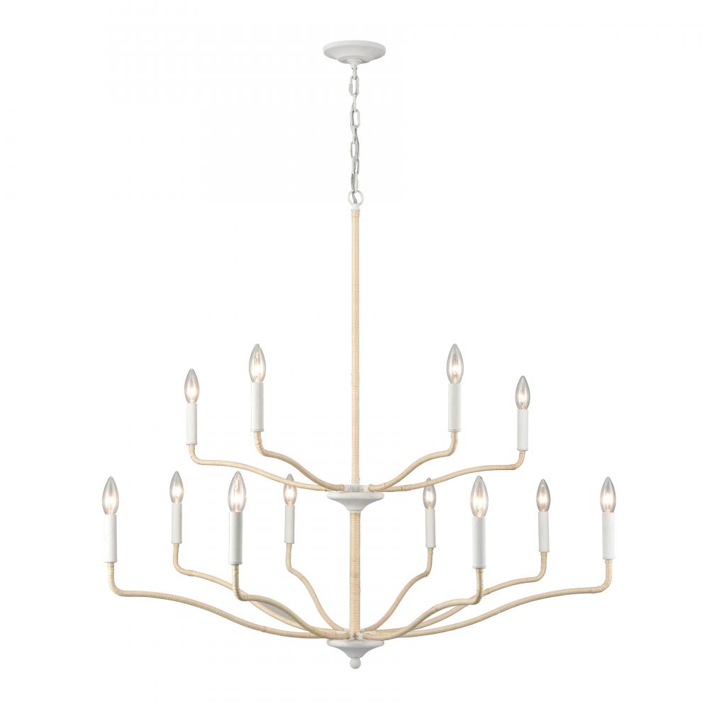 Breezeway 40&#39;&#39; Wide 12-Light Chandelier - White Coral