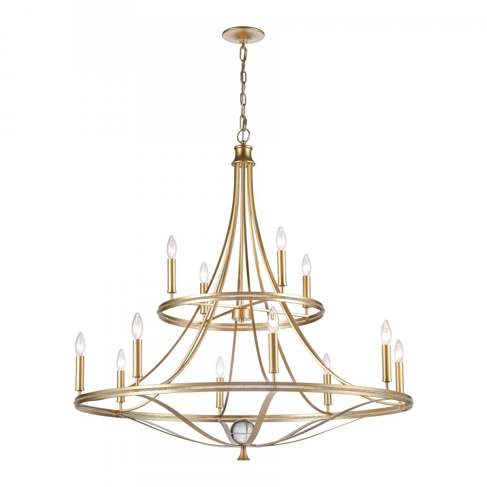 Noura 40&#39;&#39; Wide 12-Light Chandelier - Champagne Gold