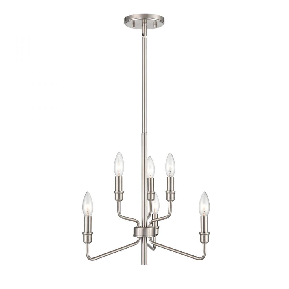 Saginaw 18&#39;&#39; Wide 6-Light Chandelier - Satin Nickel