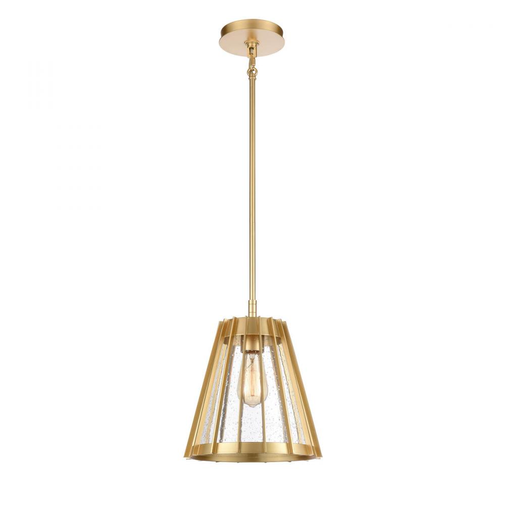 Open Louvers 10&#39;&#39; Wide 1-Light Pendant - Champagne Gold