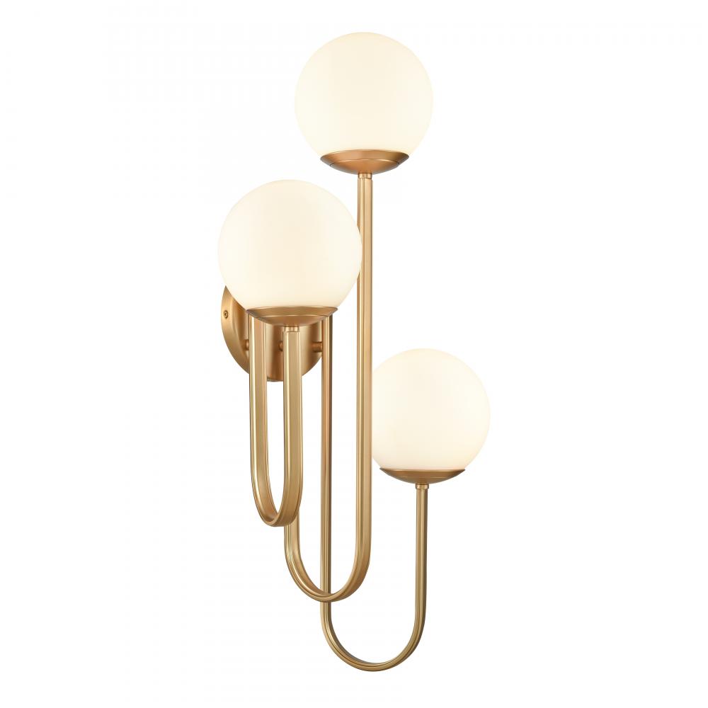 Caroline 28&#39;&#39; High 3-Light Right Sconce - Brushed Gold