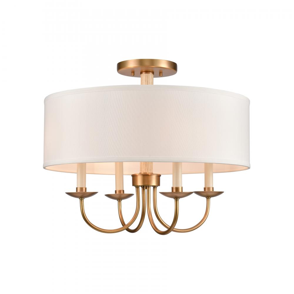 Neville 20&#39;&#39; Wide 4-Light Semi Flush Mount - Natural Brass