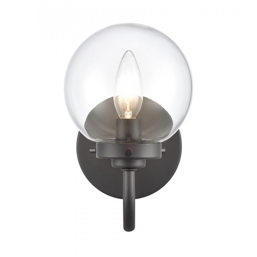 Fairbanks 8.5&#39;&#39; High 1-Light Sconce - Matte Black with Clear