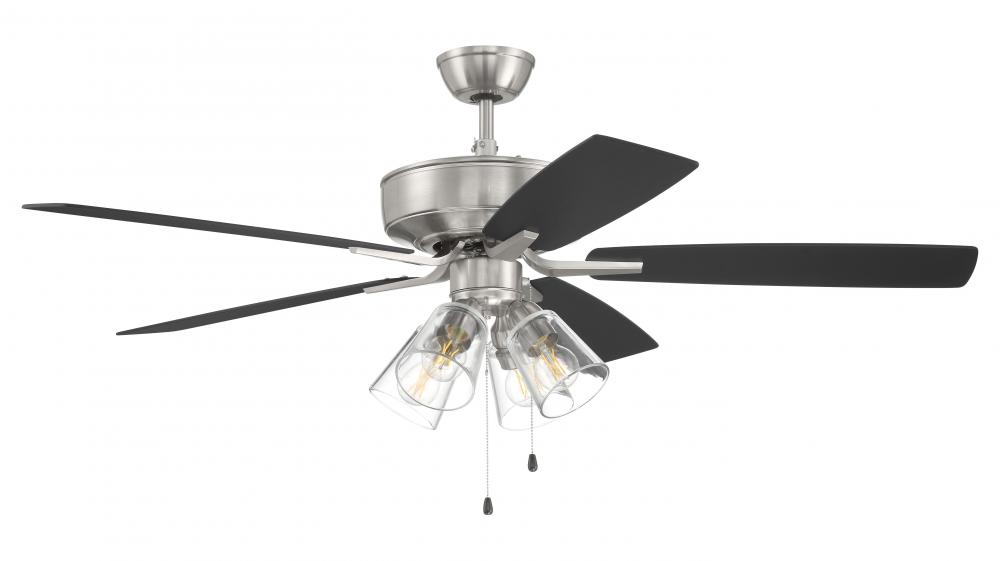 52&#34; Ceiling Fan w/Blades, 4 Clear Glass LED Lights