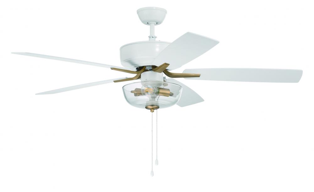 52&#34; Ceiling Fan w/Blades, Clear Bowl LED Light Kit