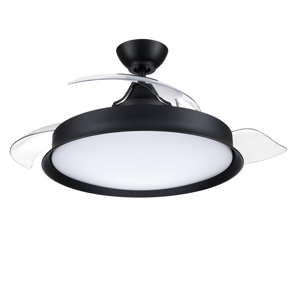 42&#34; Hidden Blade Ceiling Fan w/Clear Acrylic Blades, Wi-Fi & LED Light Kit, Damp