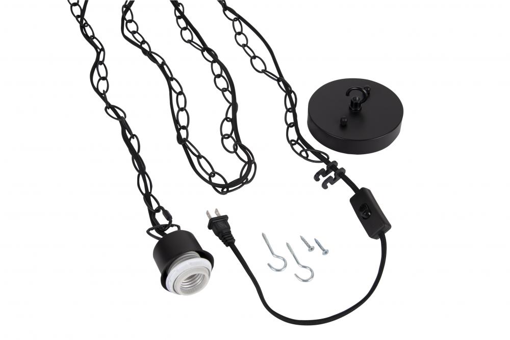 15&#39; Black Cloth Cord w/Socket, Chain and Canopy Kit