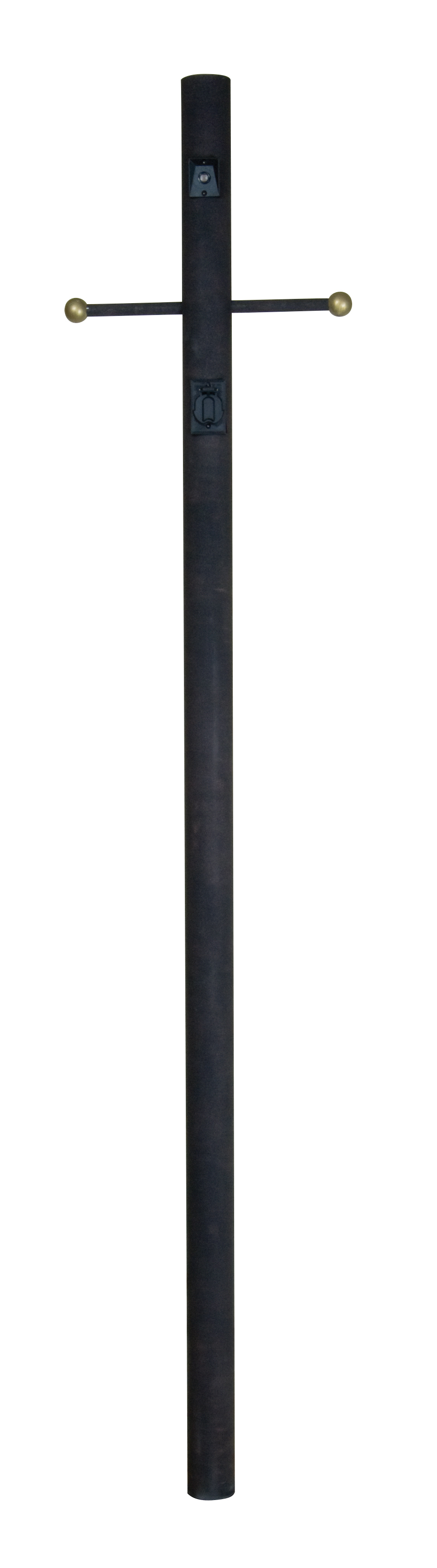 84&#34; Smooth Direct Burial Post w/ Photocell & Convenience Outlet in Textured Black